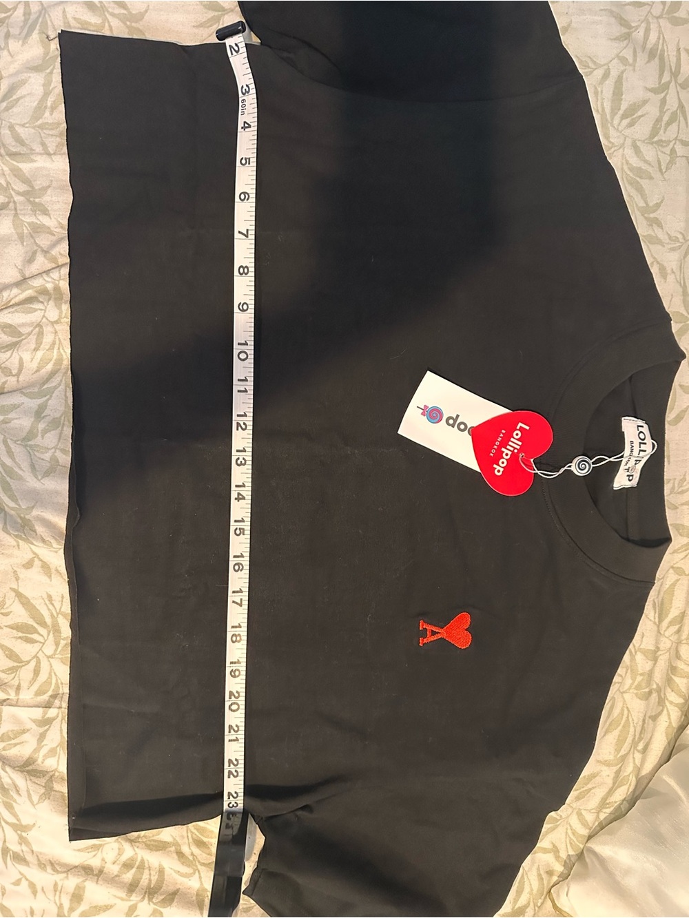 Black Women's Elastic-Waist Skirt with Red Heart Detail - Picture 12 of 13